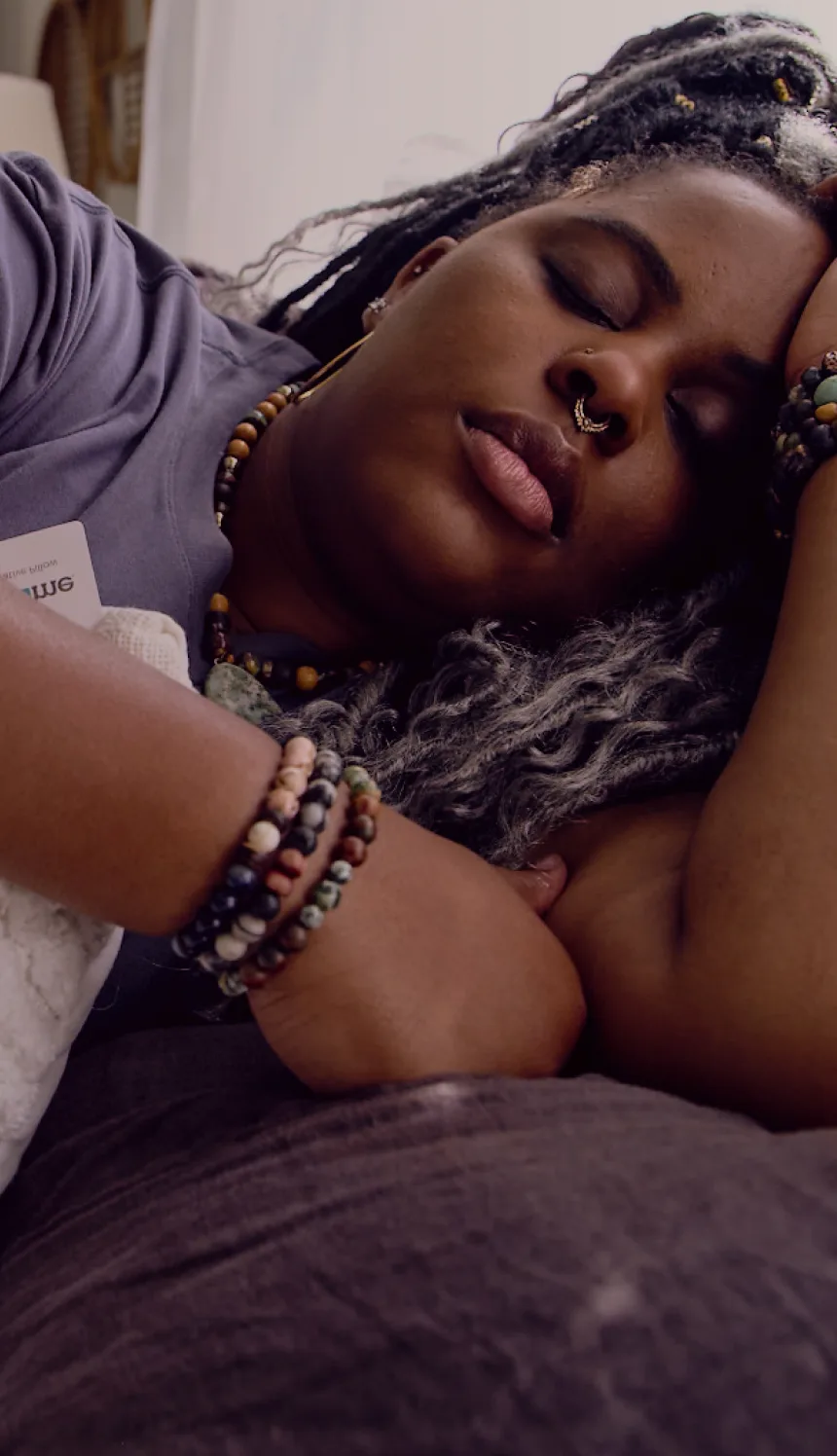 Woman with narcolepsy type 1 sleeping in bed
