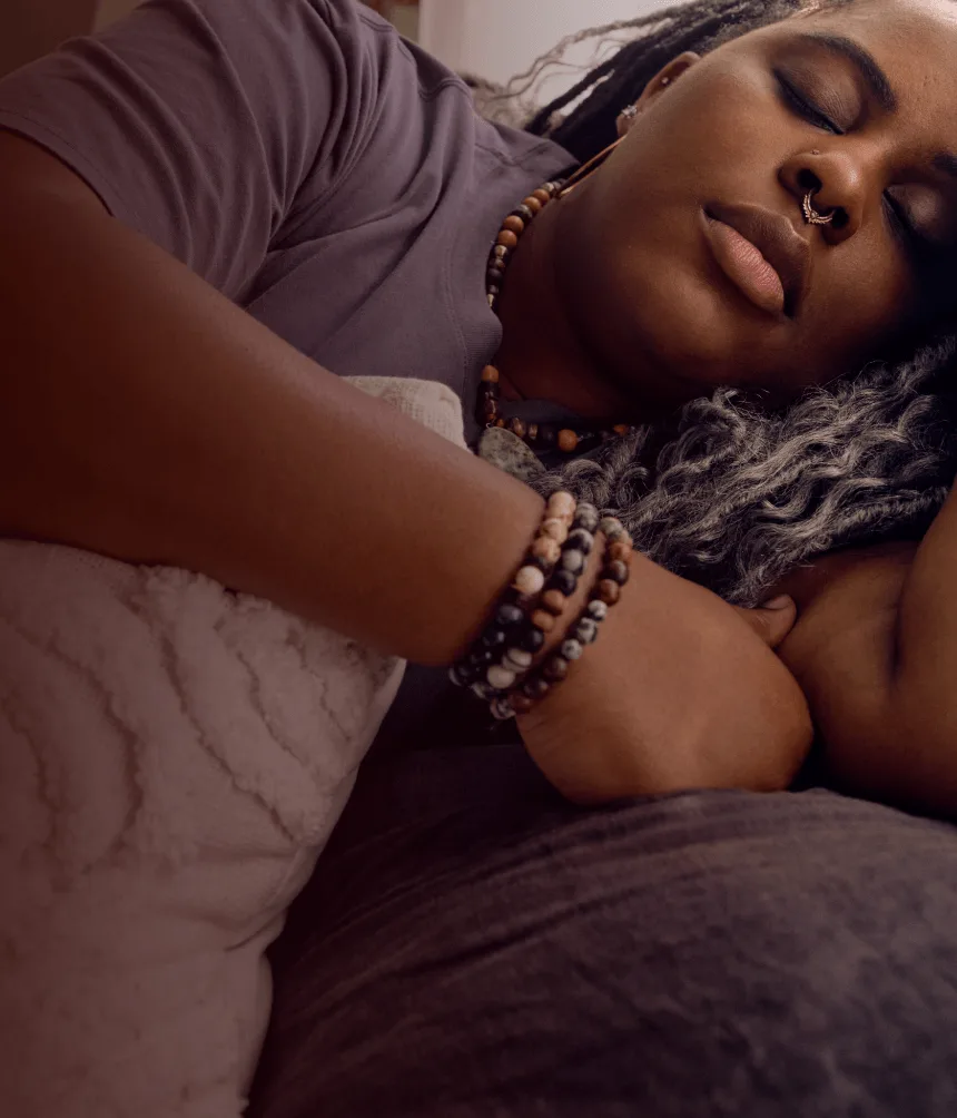 Woman with narcolepsy type 1 sleeping in bed